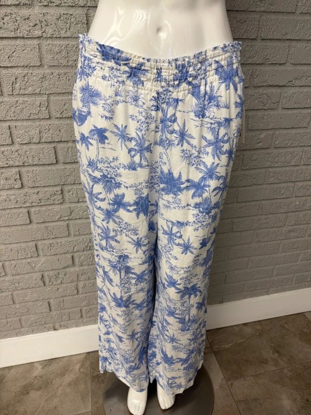 A New Day Luxe Linen Floral Wide Leg Pant Size M